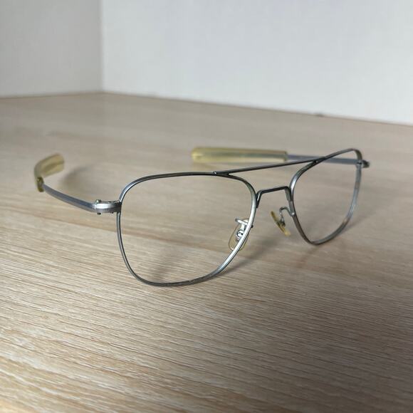 Vintage Randolph Engineering 5 1/2 Sunglasses Aviator Matte Chrome Metal 52-20 - Picture 1 of 9